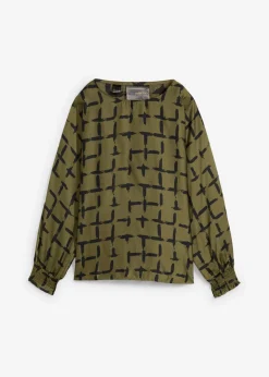 bonprix bonprix Blusa tipo túnica con mangas de murciélago Verde oliva oscuro-negro Discount