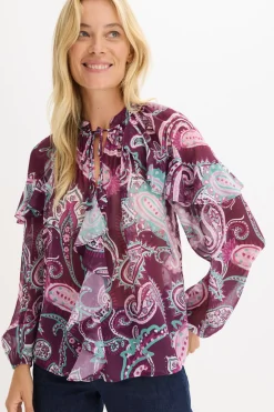 bonprix bonprix Blusa tipo túnica con volantes Fucsia oscuro Outlet