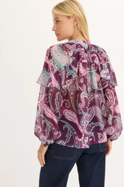 bonprix bonprix Blusa tipo túnica con volantes Fucsia oscuro Outlet