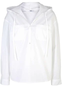 bonprix bonprix Blusa tipo túnica de algodón orgánico puro Blanco Hot