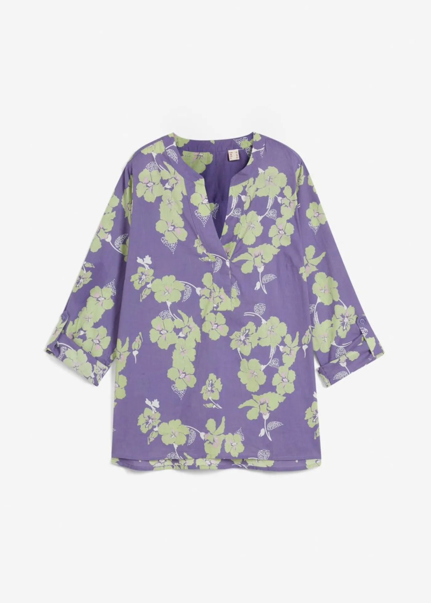 bonprix bonprix Blusa tipo túnica de algodón puro Índigo claro de flores Online