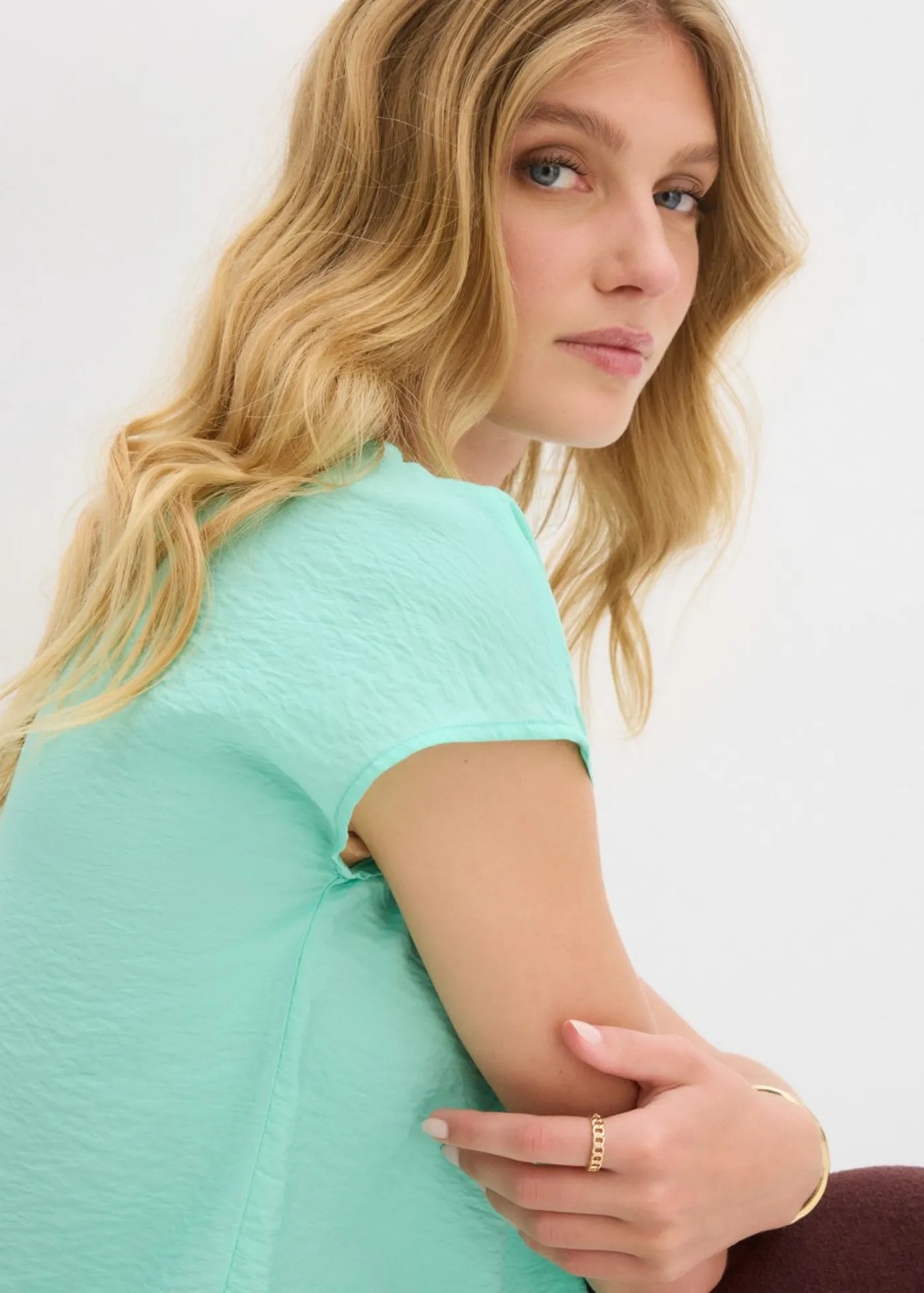 bonprix bonprix Blusa tipo túnica de mezcla de viscosa fluida Azul mentol Clearance