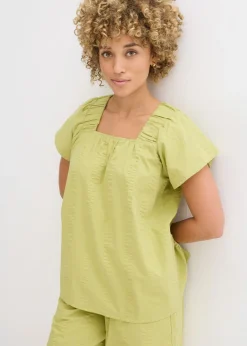 bonprix bonprix Blusa tipo túnica de milrayas de algodón pistacho mate Outlet