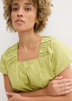 bonprix bonprix Blusa tipo túnica de milrayas de algodón pistacho mate Outlet