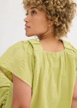 bonprix bonprix Blusa tipo túnica de milrayas de algodón pistacho mate Outlet