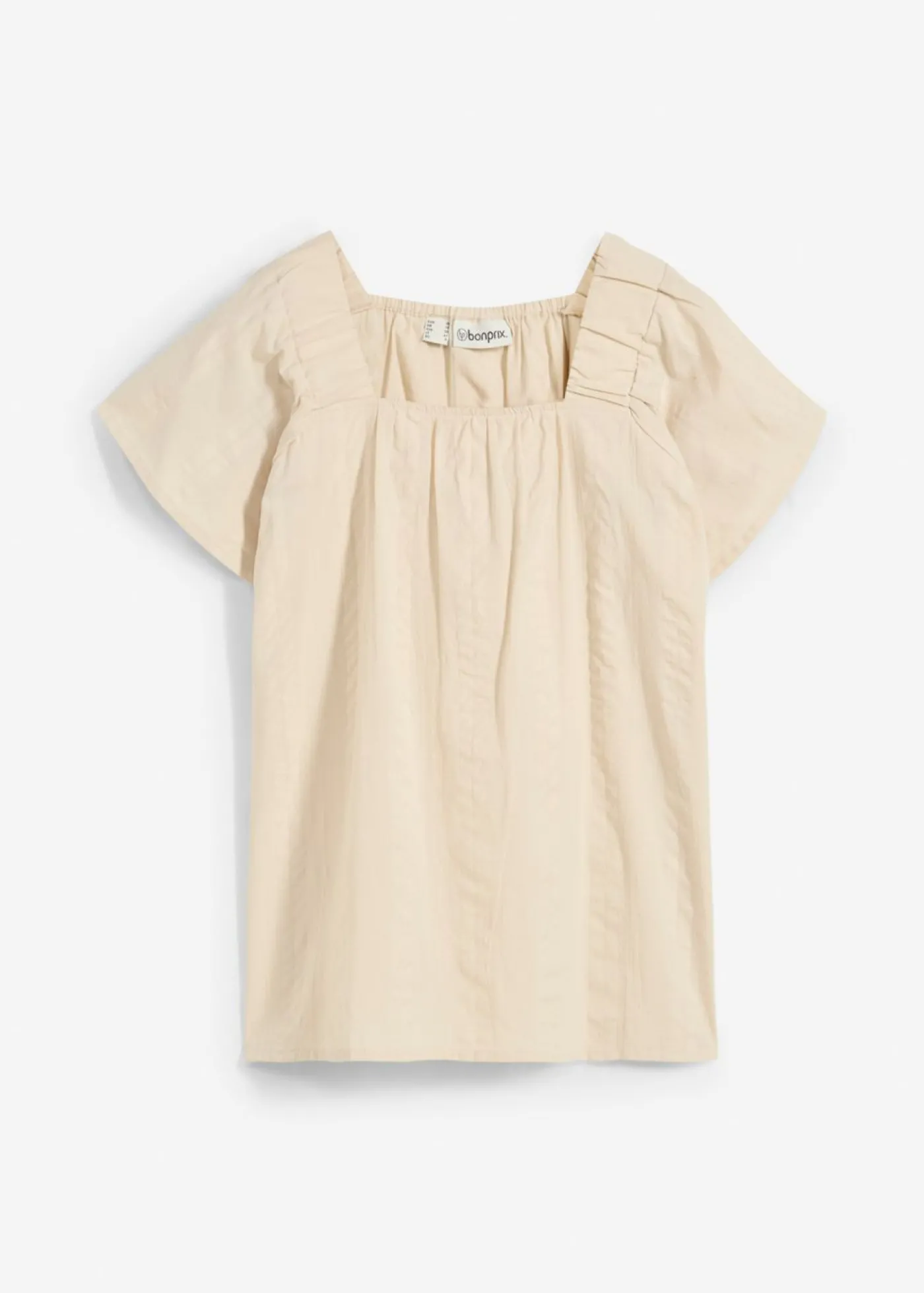 bonprix bonprix Blusa tipo túnica de milrayas de algodón Arena claro Clearance