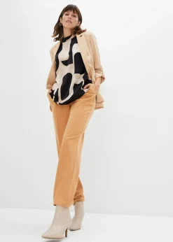 bonprix bonprix Blusa tipo túnica de staén negro/gris guijarro/beige-kaki Best