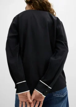 bonprix bonprix Blusa tipo túnica de viscosa fluida Negro-blanco lana
