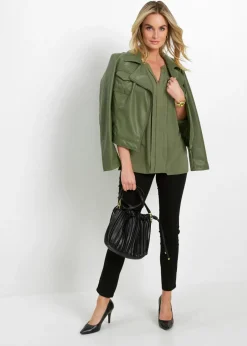 bonprix bonprix Blusa tipo túnica de viscosa fluida Verde oliva Online