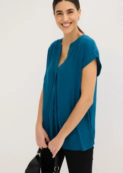 bonprix bonprix Blusa tipo túnica de viscosa pura Petróleo azul New