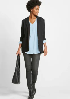bonprix bonprix Blusa tipo túnica de viscosa suave Azul claro Clearance