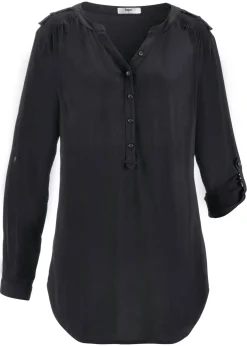 bonprix bonprix Blusa tipo túnica de viscosa suave Negro