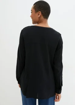 bonprix bonprix Blusa tipo túnica de viscosa suave Negro