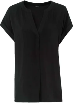 bonprix bonprix Blusa tipo túnica de viscosa pura Negro Outlet
