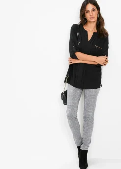 bonprix bonprix Blusa tipo túnica de viscosa fluida Negro Hot