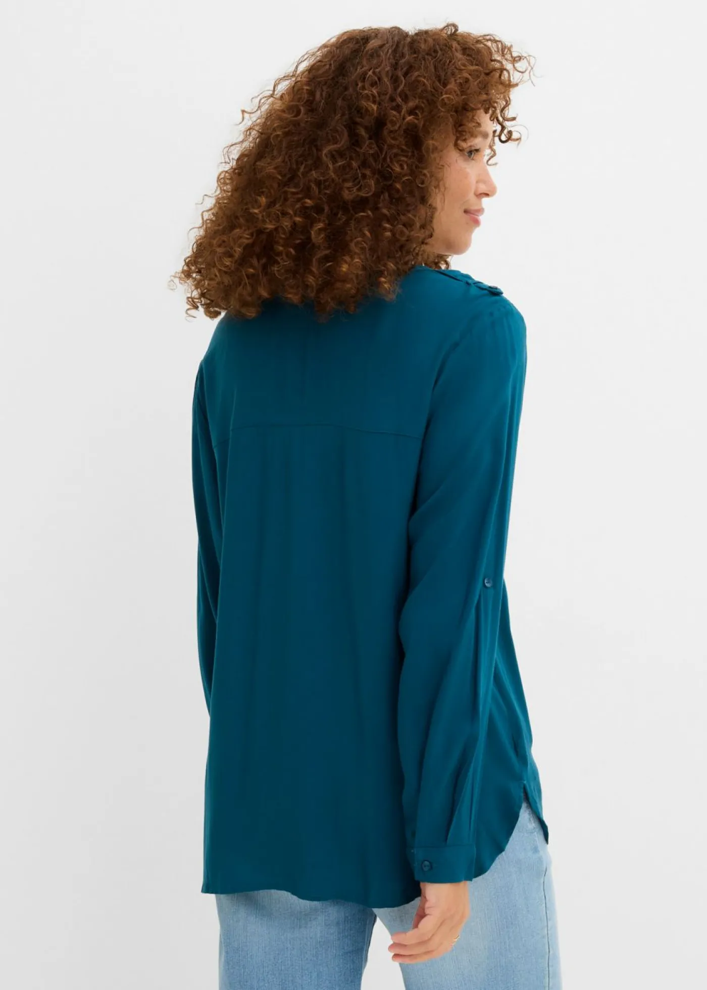 bonprix bonprix Blusa tipo túnica de viscosa suave Petróleo azul Hot