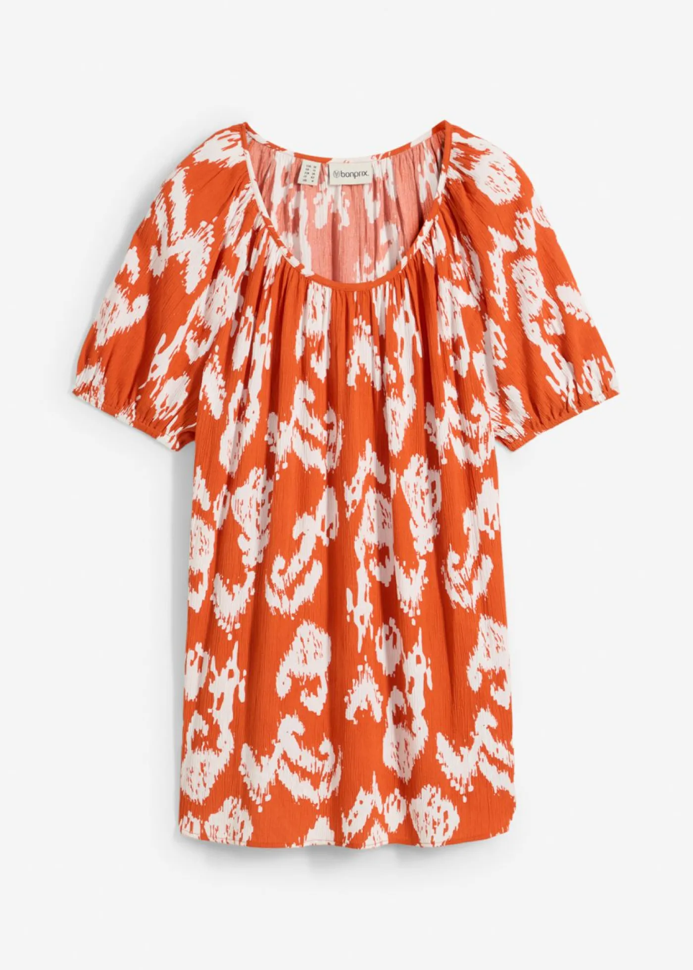 bonprix bonprix Blusa tipo túnica de viscosa arrugada cayena-blanco lana Clearance
