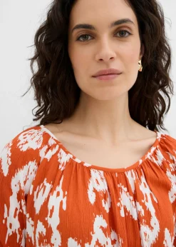 bonprix bonprix Blusa tipo túnica de viscosa arrugada cayena-blanco lana Clearance