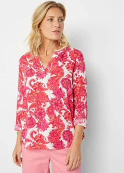 bonprix bonprix Blusa tipo túnica de viscosa fluida pink lady/rosa brillante/narajna suave Online