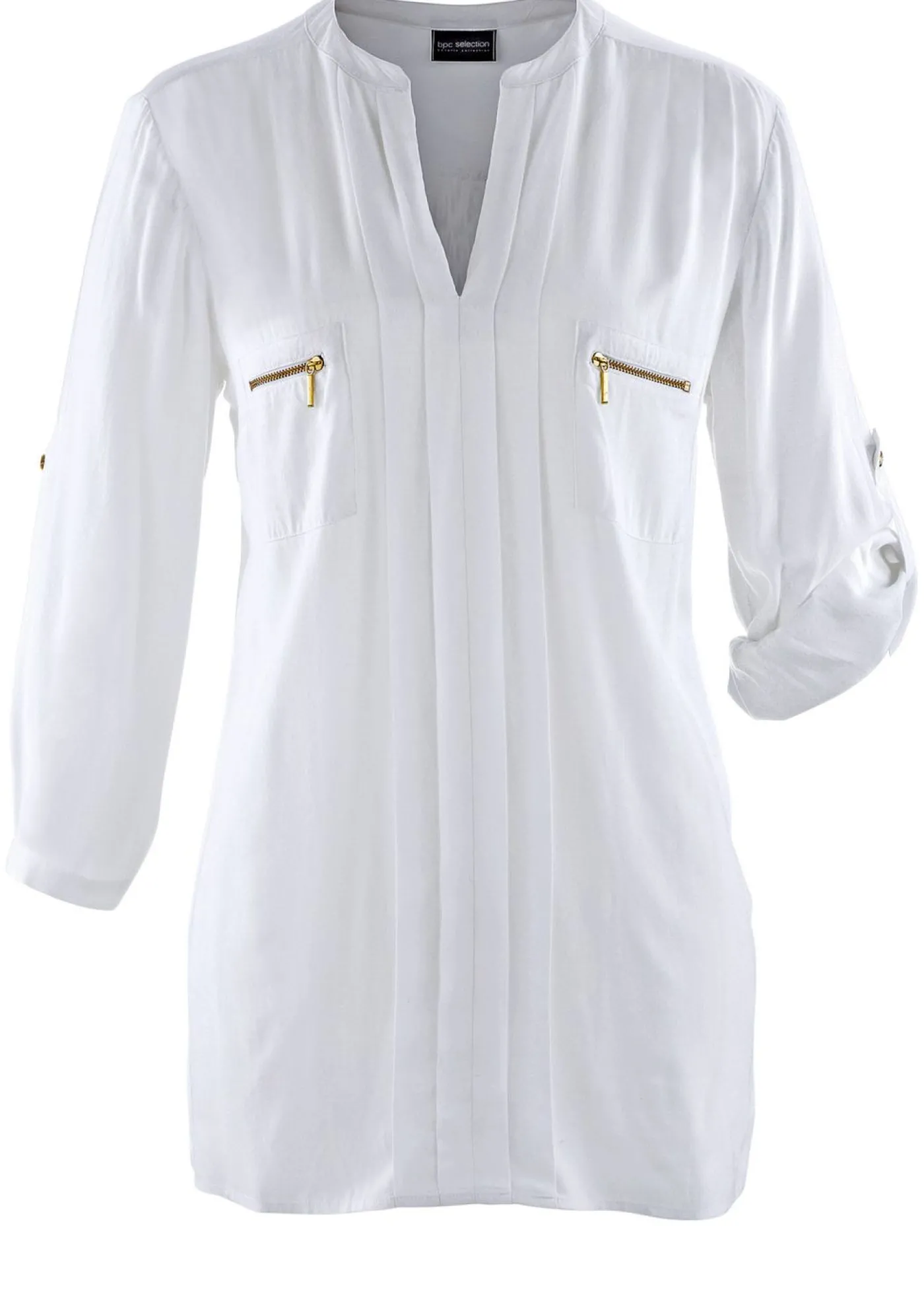 bonprix bonprix Blusa tipo túnica de viscosa fluida Blanco Sale