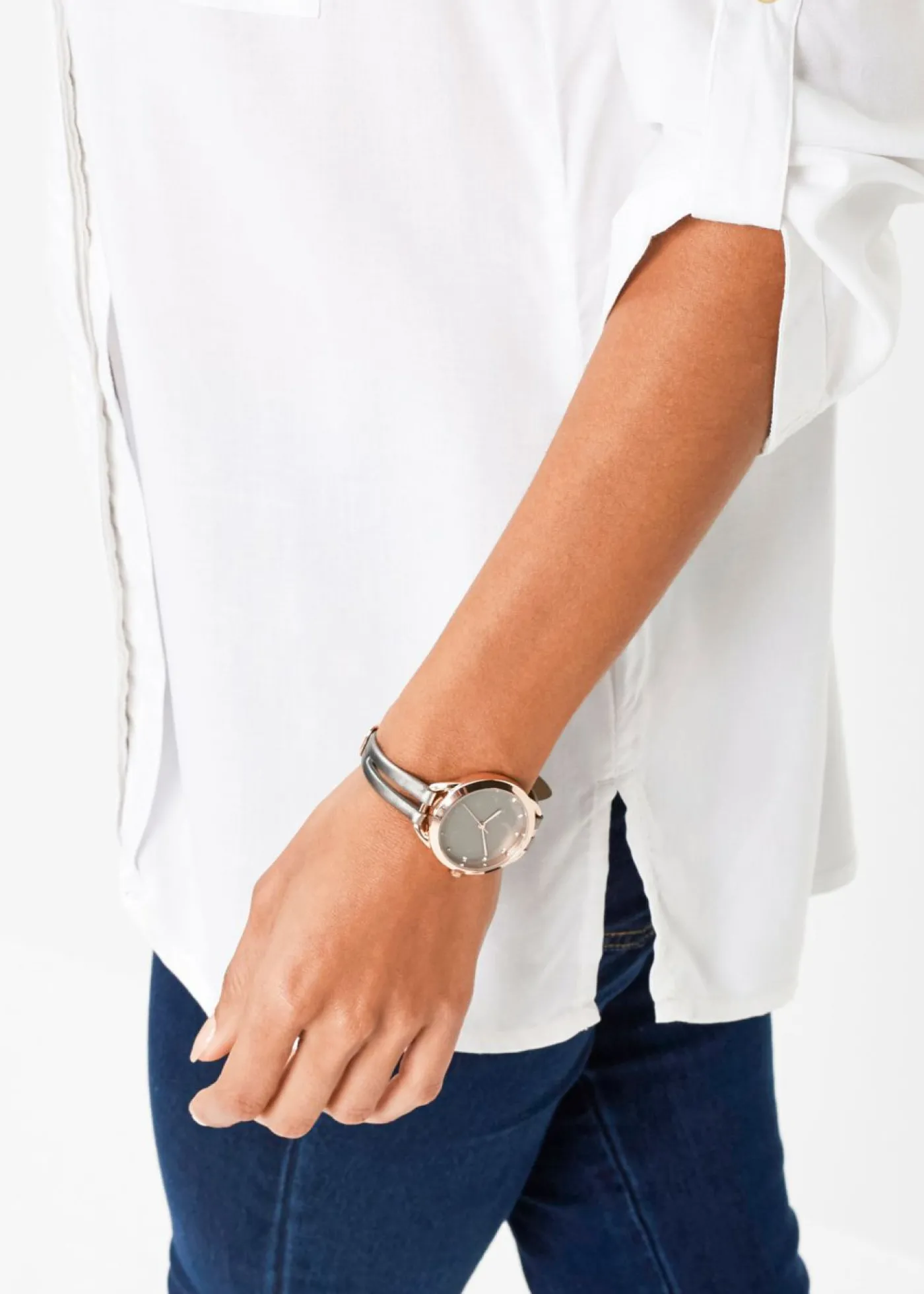 bonprix bonprix Blusa tipo túnica de viscosa fluida Blanco Sale