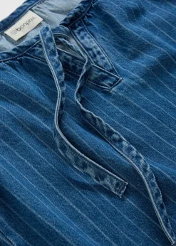 bonprix bonprix Blusa tipo túnica, vaquera, de algodón azul piedra con rayas Sale