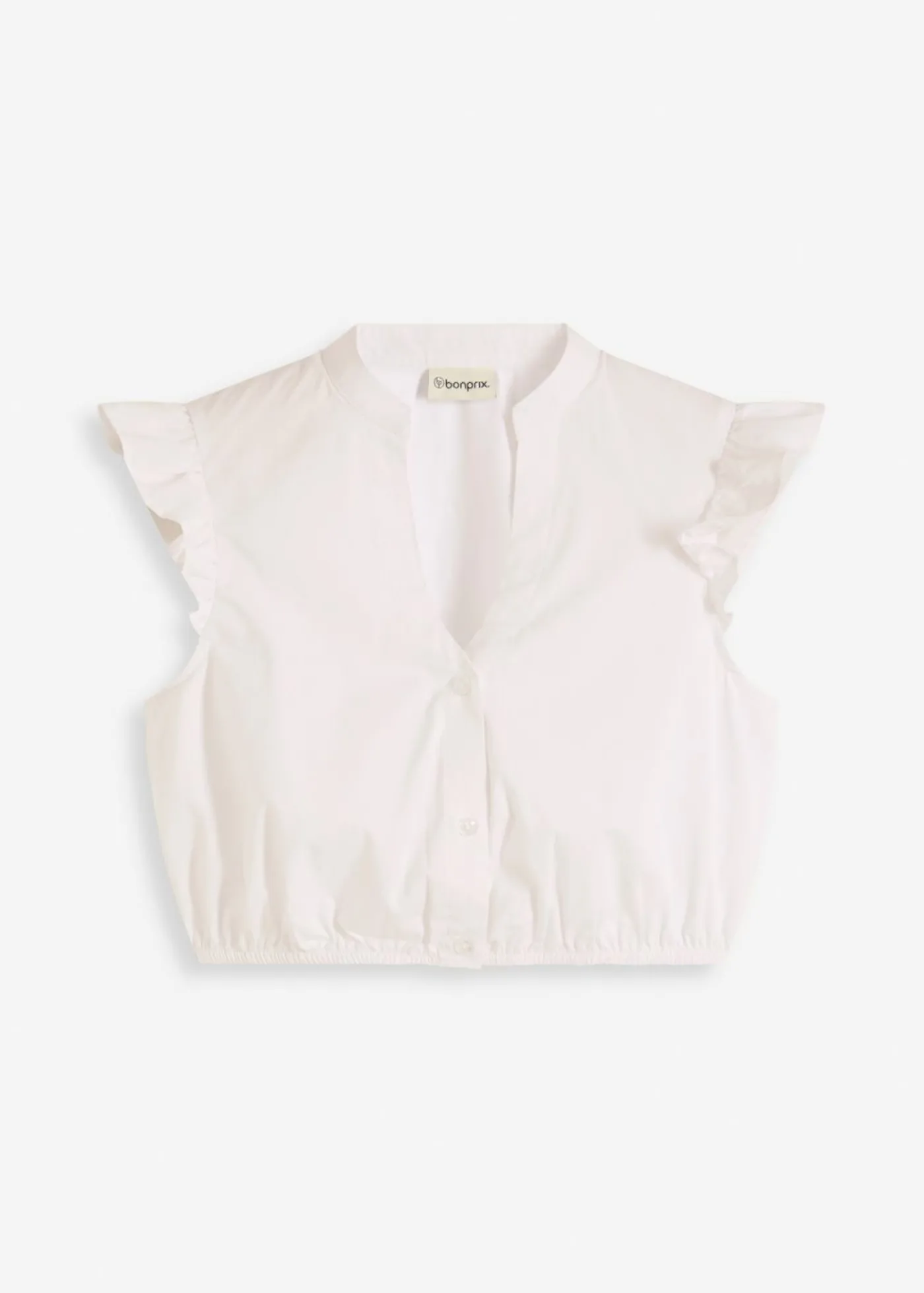 bonprix bonprix Blusa tirolesa con cuello alto y volantes en las mangas Blanco