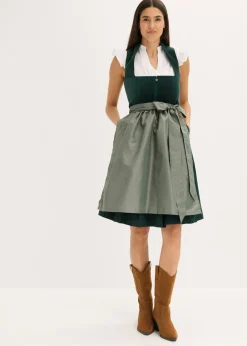 bonprix bonprix Blusa tirolesa con cuello alto y volantes en las mangas Blanco