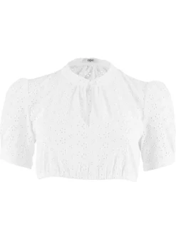 bonprix bonprix Blusa tirolesa con encaje calado Blanco