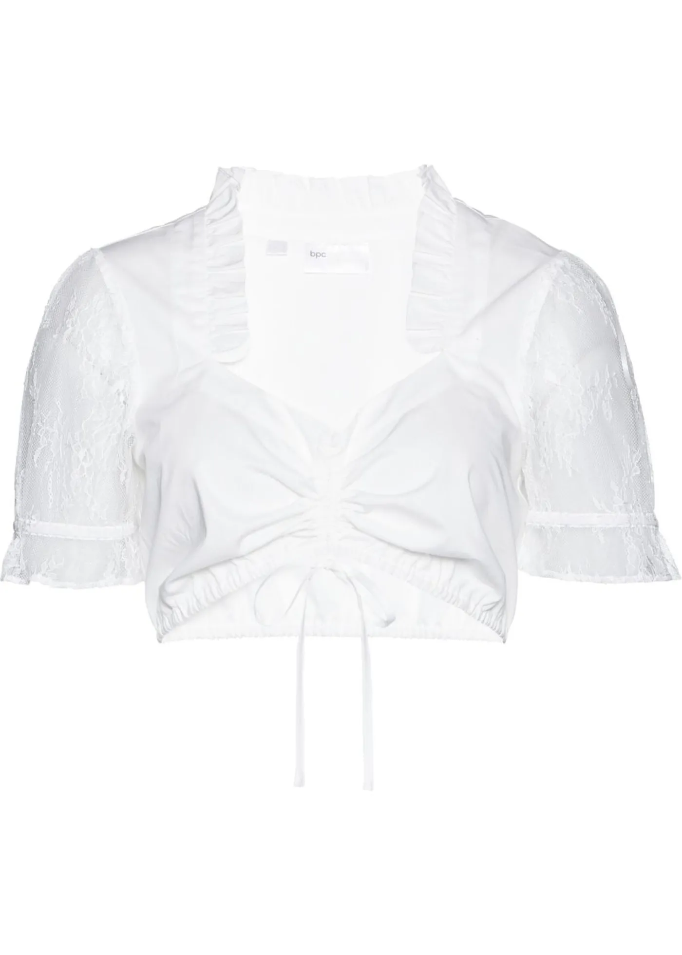 bonprix bonprix Blusa tirolesa con mangas de encaje Blanco Online