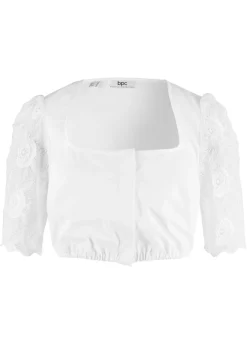 bonprix bonprix Blusa tradicional con manga de encaje Blanco Sale