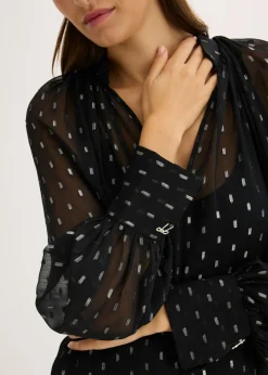 bonprix bonprix Blusa transparente negro/plata topos New