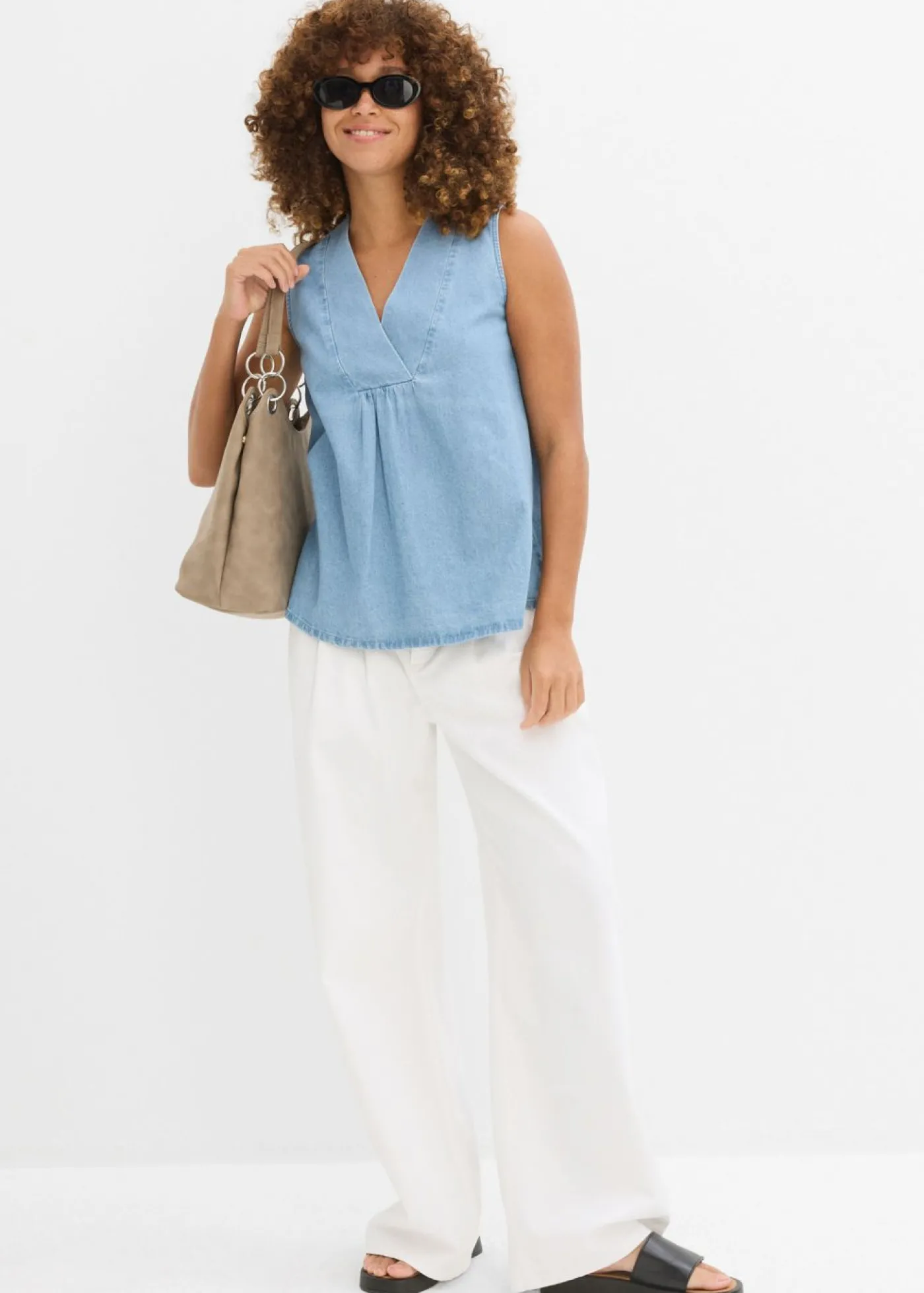 bonprix bonprix Blusa vaquera azul hielo denim Clearance