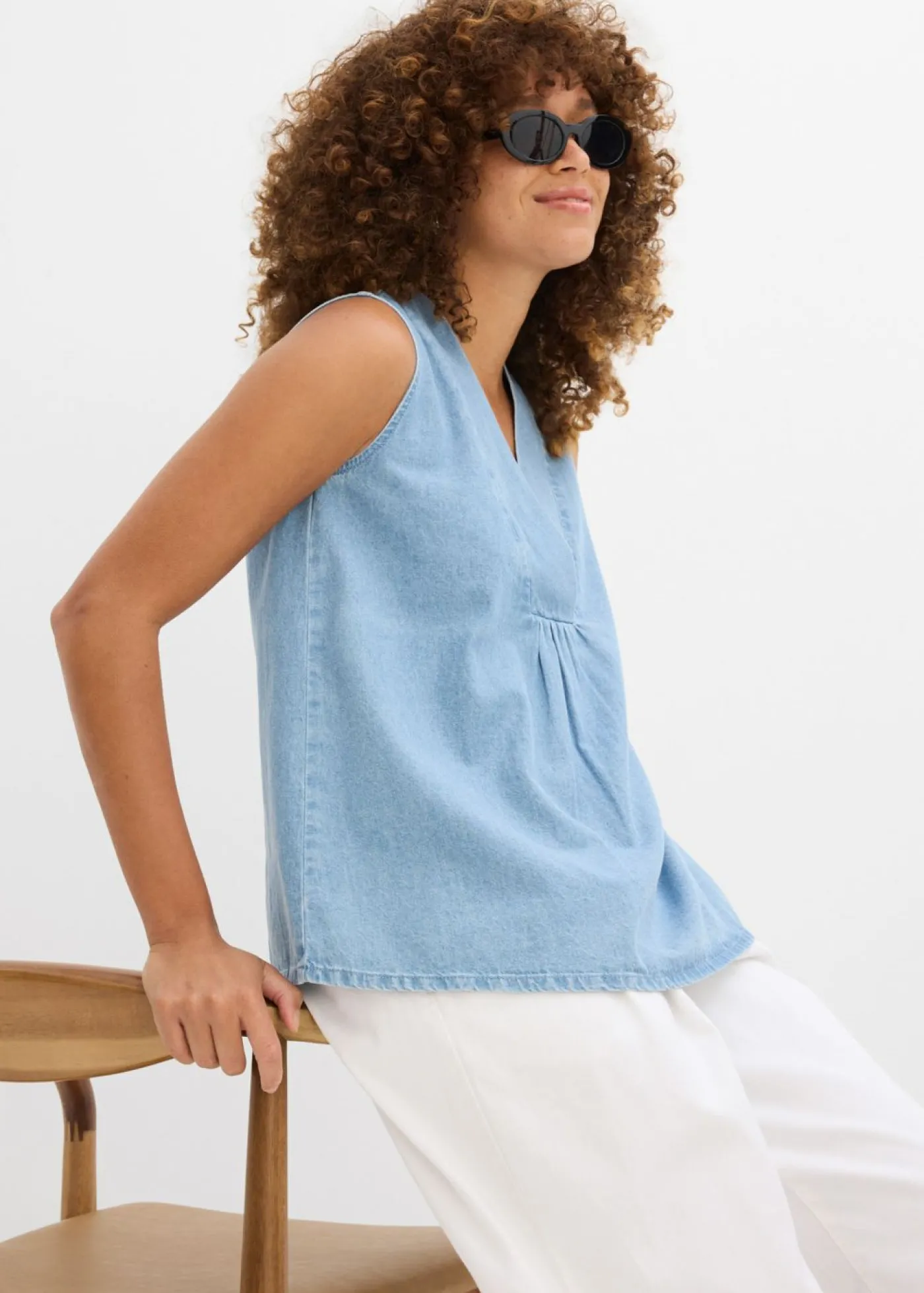 bonprix bonprix Blusa vaquera azul hielo denim Clearance