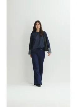 bonprix bonprix Blusa vaquera con mangas anchas Azul oscuro denim Sale