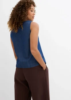 bonprix bonprix Blusa vaquera de algodón orgánico Azul piedra