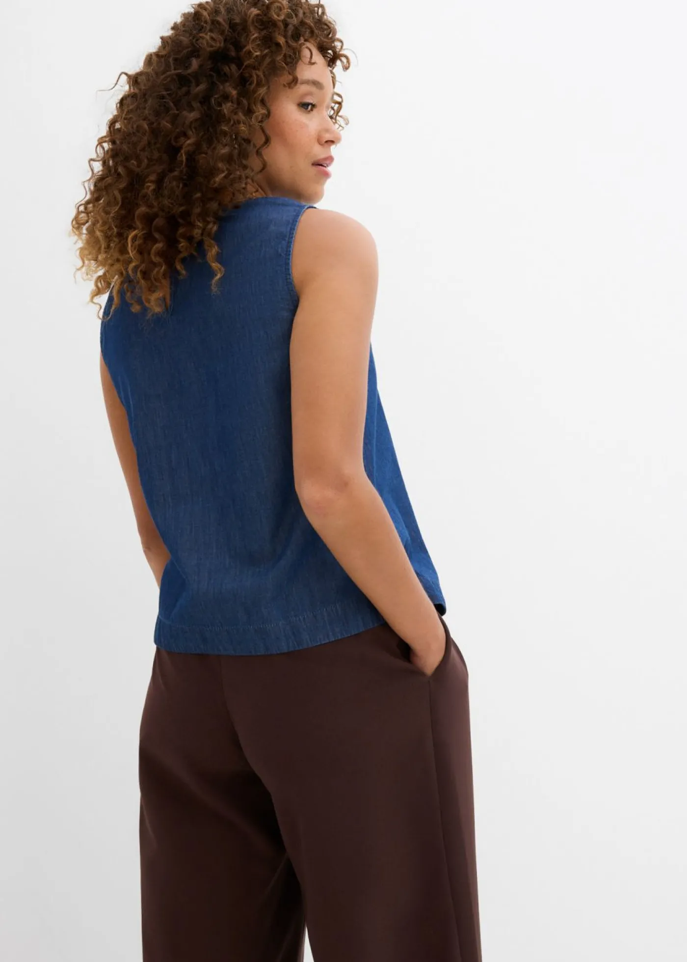 bonprix bonprix Blusa vaquera de algodón orgánico Azul piedra