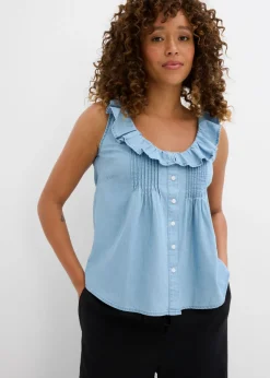 bonprix bonprix Blusa vaquera de algodón orgánico Denim claro Online