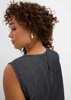 bonprix bonprix Blusa vaquera de algodón orgánico Negro denim Outlet