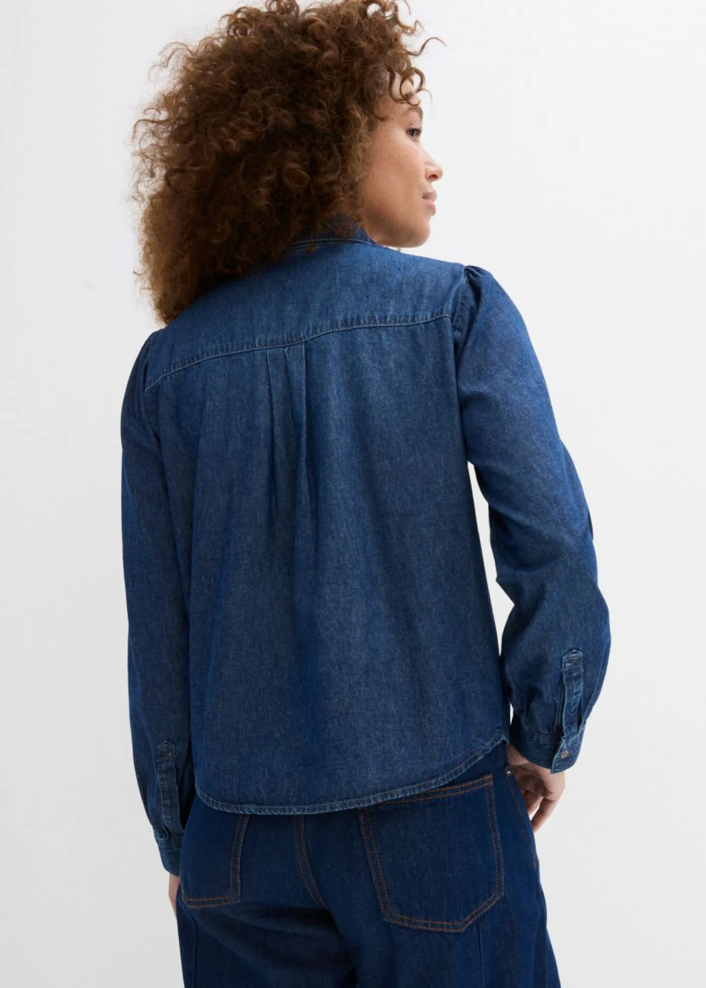 bonprix bonprix Blusa vaquera de algodón puro Azul piedra usado Clearance
