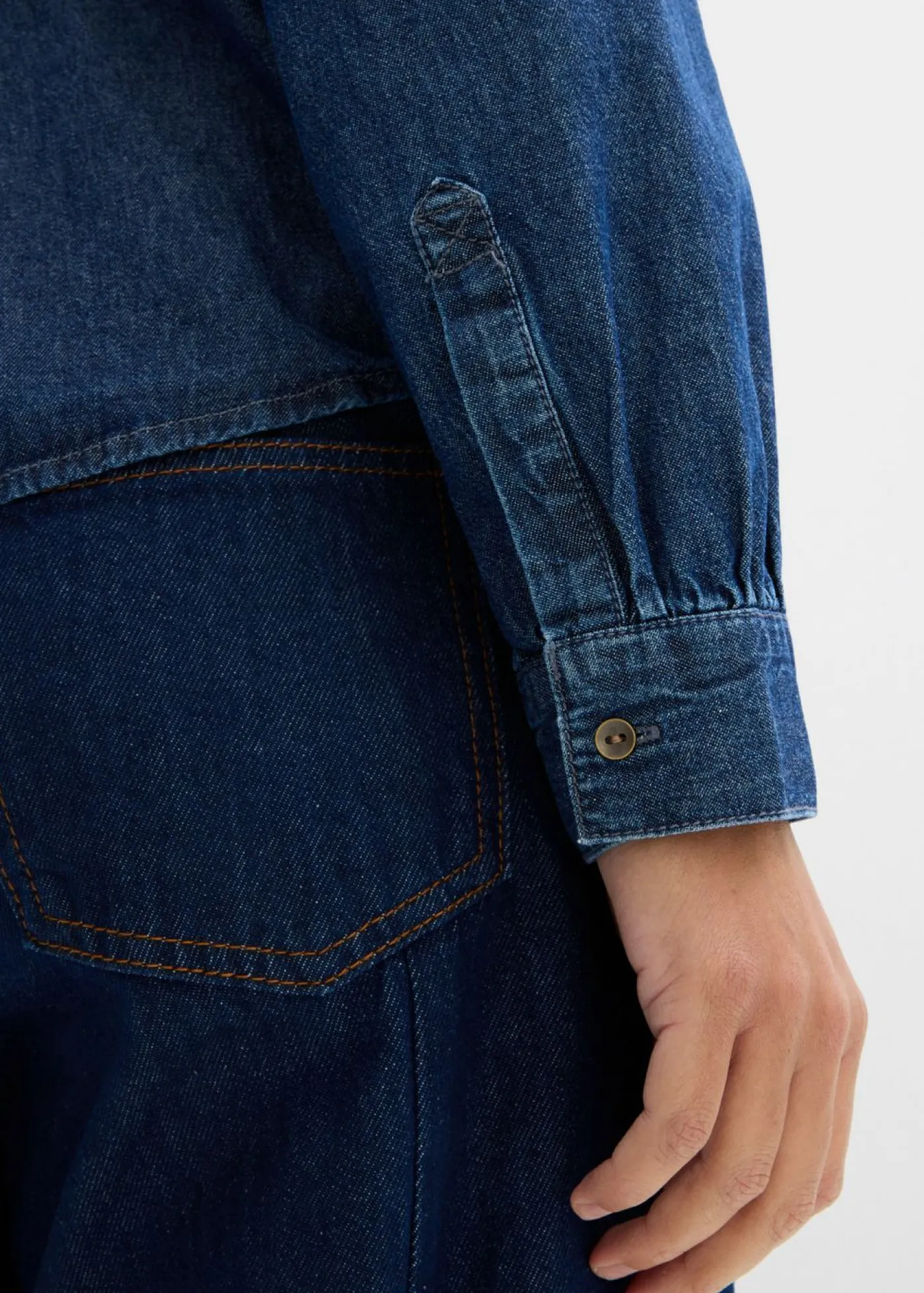 bonprix bonprix Blusa vaquera de algodón puro Azul piedra usado Clearance
