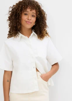 bonprix bonprix Blusa vaquera, oversize Denim blanco Online