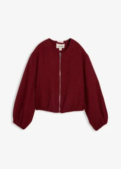 bonprix bonprix Blusón de bouclé suave Rojo rubí New