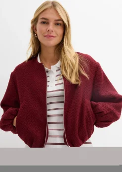 bonprix bonprix Blusón de bouclé suave Rojo rubí New