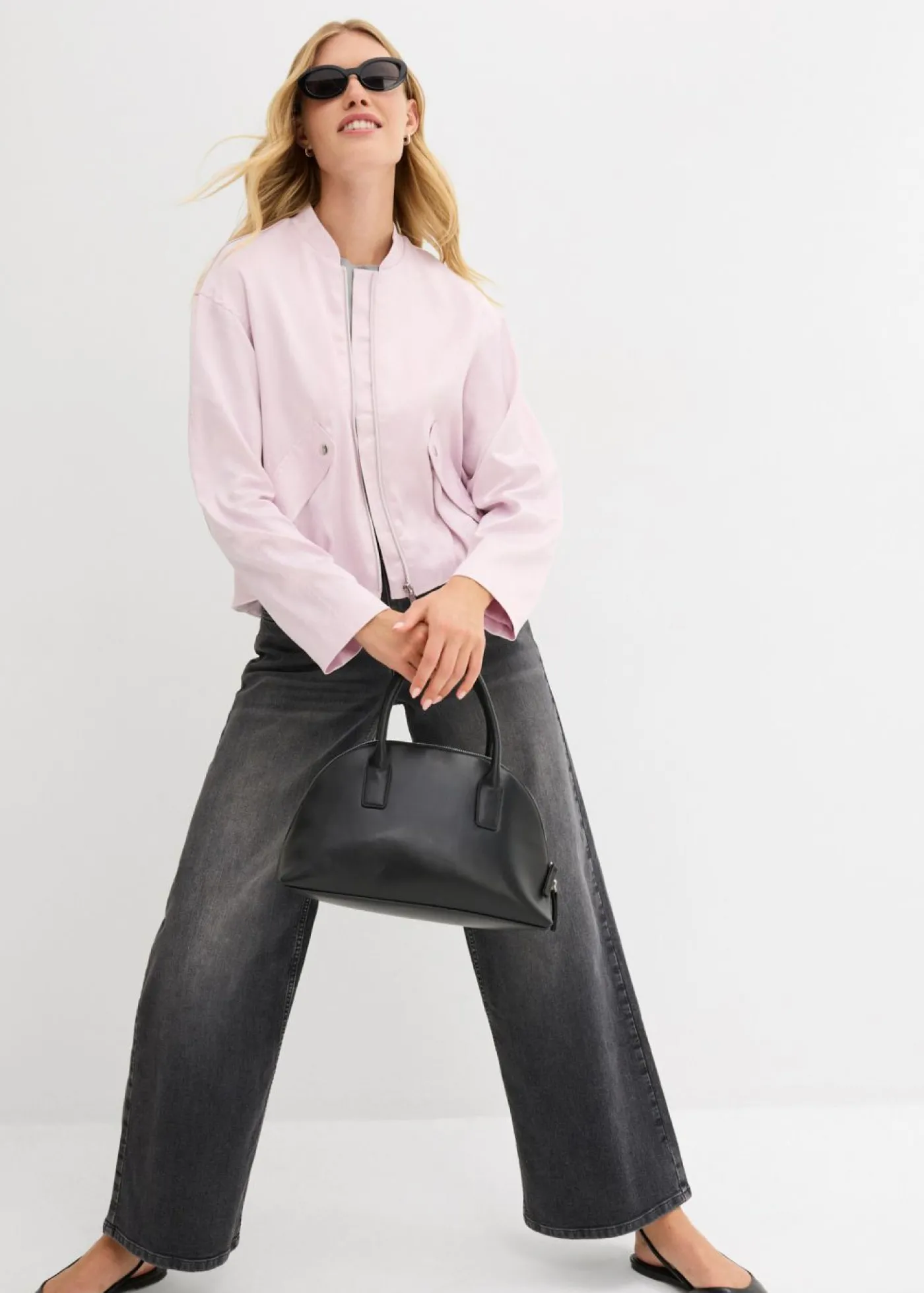 bonprix bonprix Blusón suave de mezcla de viscosa brillante Lila empolvado Clearance