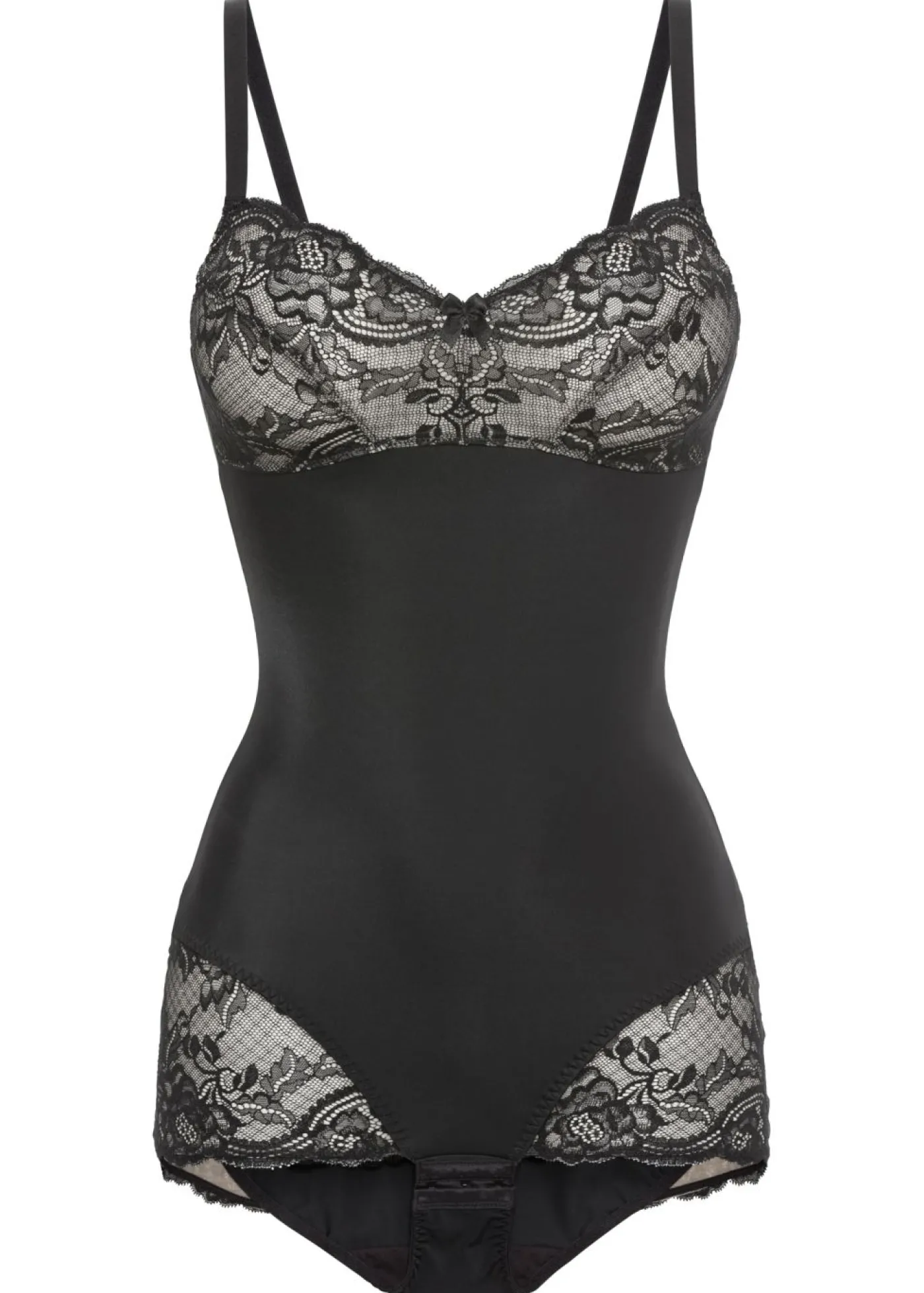 bonprix bonprix Body adornado con efecto moldeador medio Negro-arena Clearance