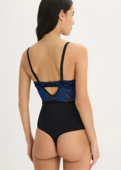 bonprix bonprix Body con tanga de encaje Negro-azul oscuro