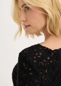 bonprix bonprix Body de encaje con superficie mullida Negro Hot