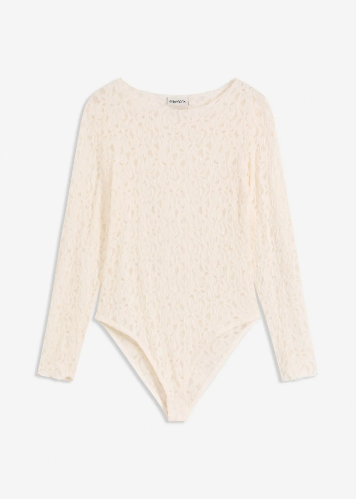 bonprix bonprix Body de encaje con superficie mullida Blanco-crema