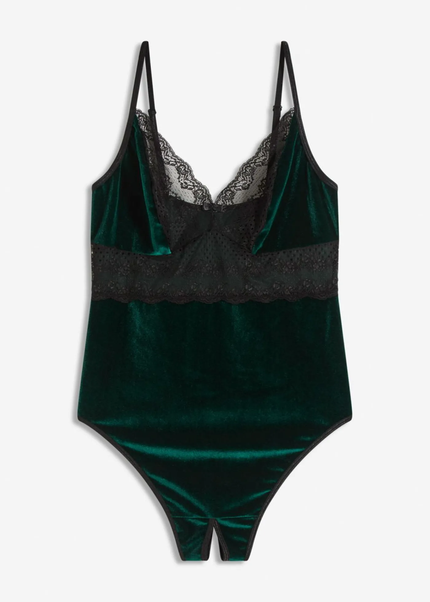 bonprix VENUS Body de terciopelo con abertura Esmeralda-negro Best